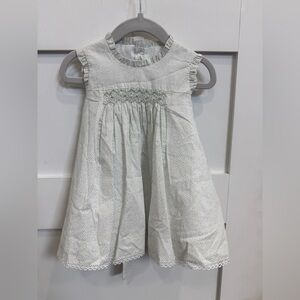 Adorable White with mint green polkadot Ruffled Kids Dress made in Spain